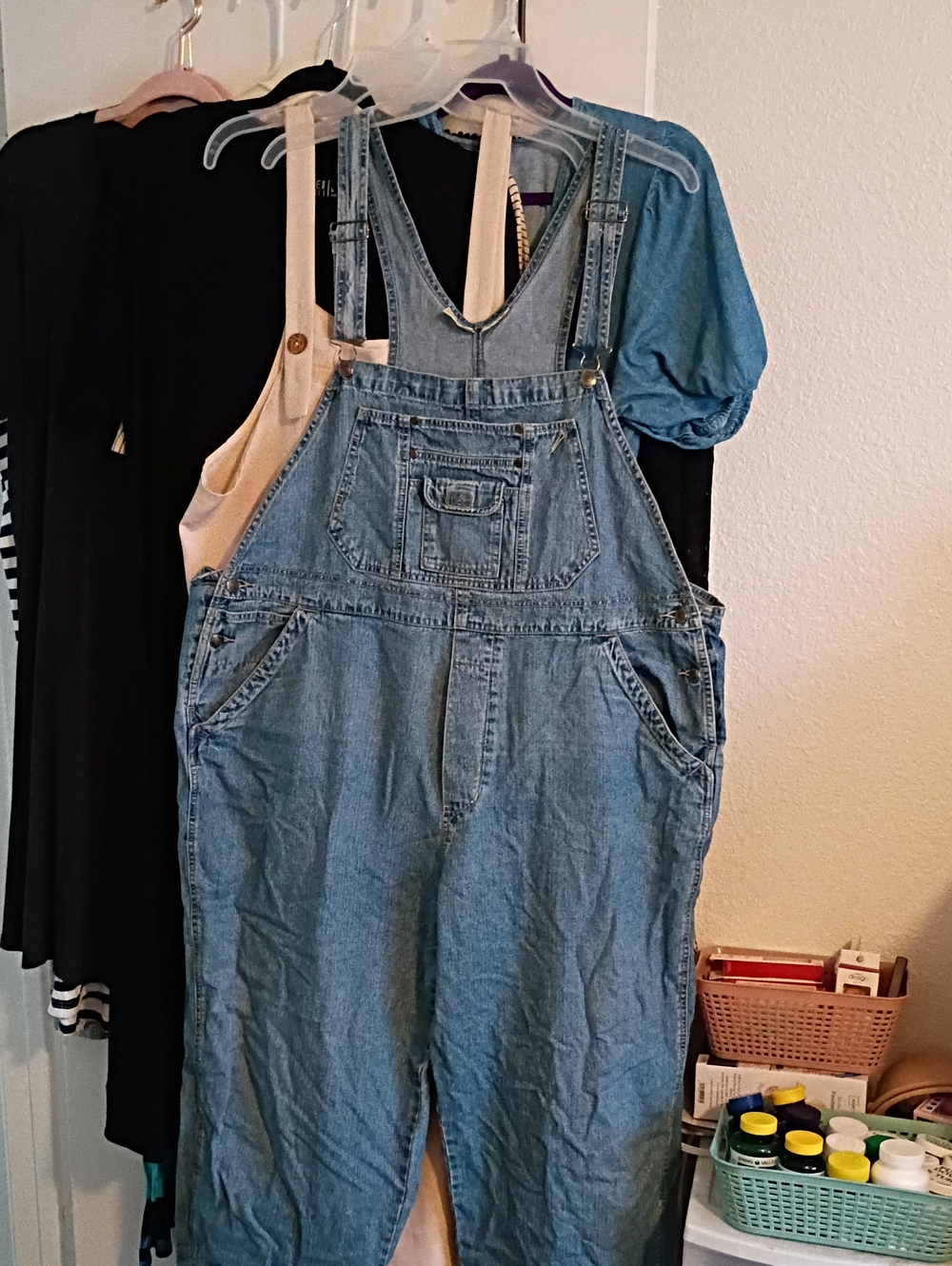 St. John's Bay Light Blue Denim Overalls Jumpsuit